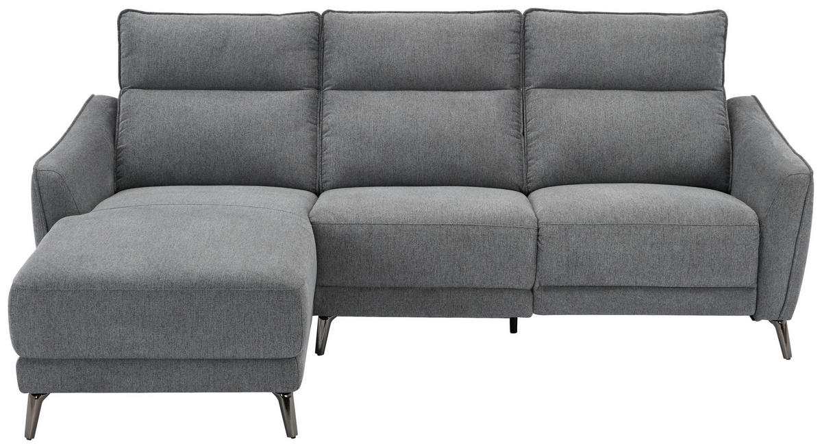 ECKSOFA Struktur Grau  - Chromfarben/Grau, Modern, Textil/Metall (168/239cm) - MID.YOU