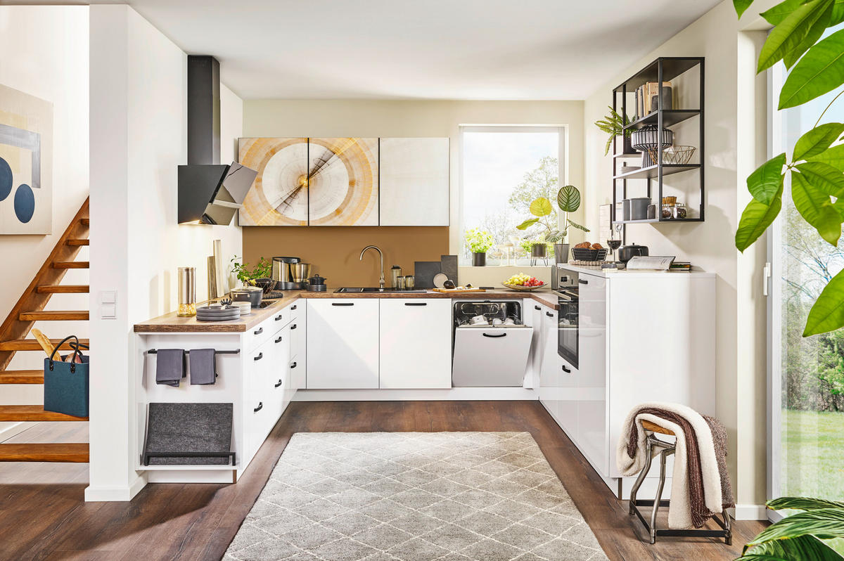 EINBAUKÜCHE DK305  - Braun/Weiß, Design, Holzwerkstoff - Dieter Knoll