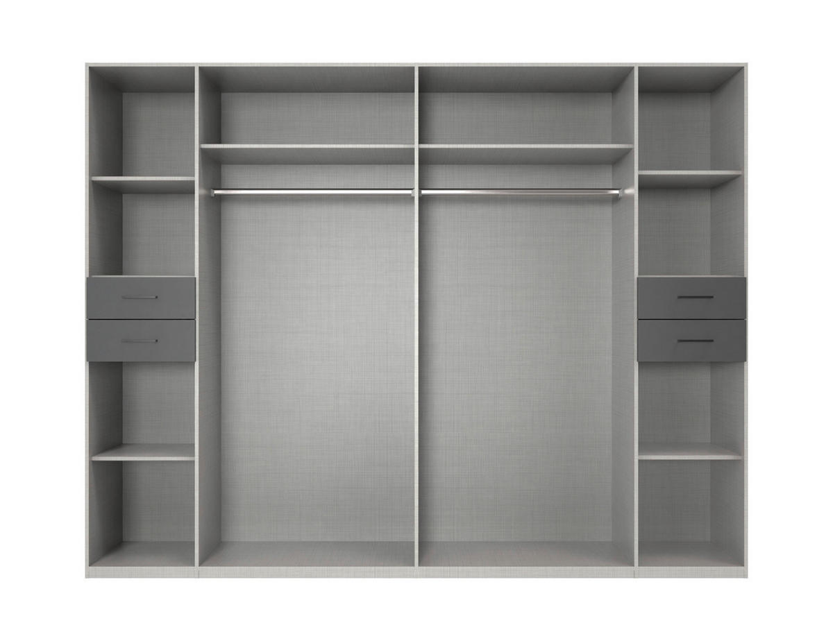 KLEIDERSCHRANK in Graphitfarben, Schwarz  - Schwarz/Graphitfarben, Konventionell, Glas/Holzwerkstoff (270/208/58cm) - Modante