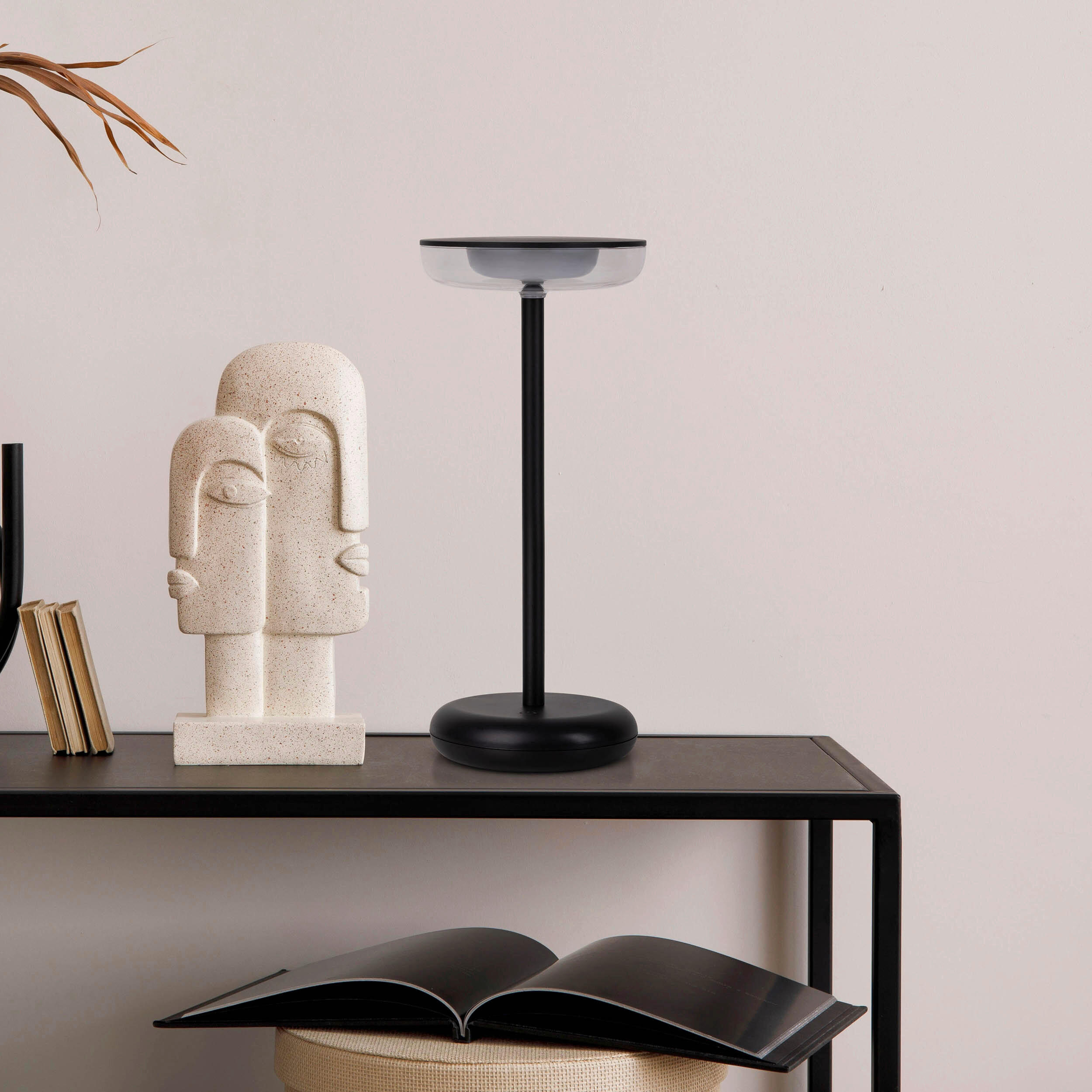 AKKU-TISCHLEUCHTE PASI 10,5/11/26 cm   - Schwarz, Design, Kunststoff/Metall (10,5/11/26cm) - Näve