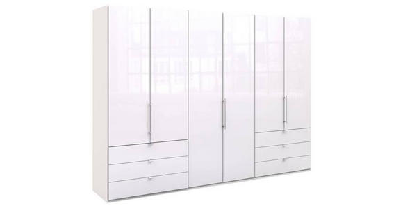 FALTTÜRENSCHRANK 300/216/58 cm 6-türig  - Chromfarben/Weiß, Basics, Glas/Holzwerkstoff (300/216/58cm) - Venda