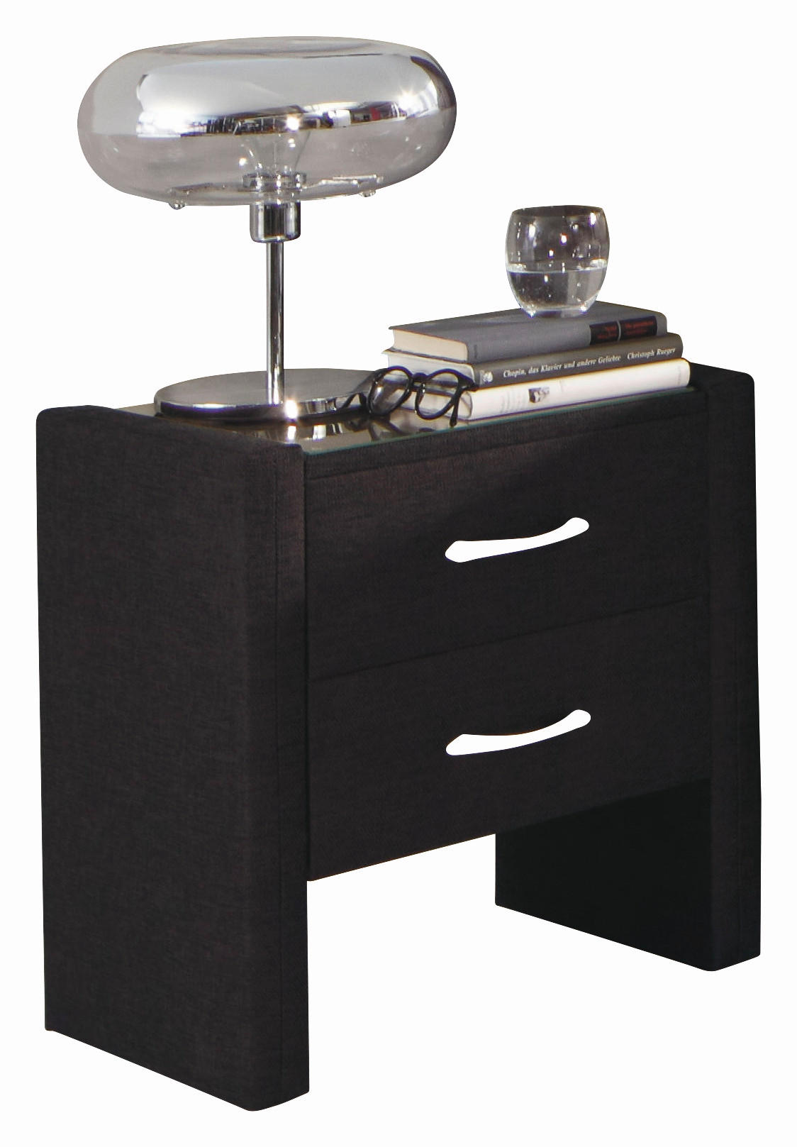 NACHTSCHRANK 52/55/39 cm  - Anthrazit/Silberfarben, Design, Glas/Kunststoff (52/55/39cm) - Carryhome