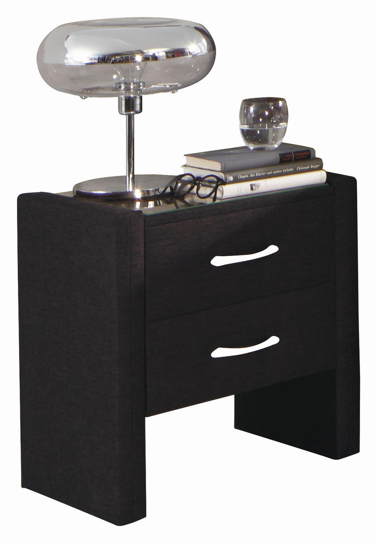 NACHTSCHRANK 52/55/39 cm  - Anthrazit/Silberfarben, Design, Glas/Kunststoff (52/55/39cm) - Carryhome