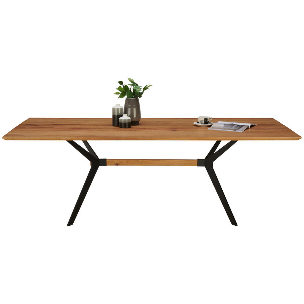 Thumbnail - Lomoco Esstisch, Schwarz, Eiche, Holz, Metall, Wildeiche, massiv, rechteckig, eckig, 100x76x200 cm, in verschiedenen Grö...