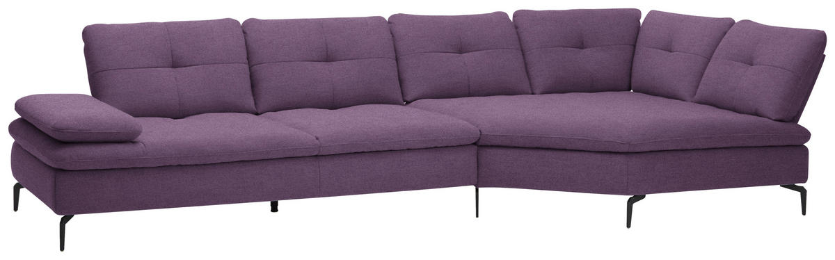 ECKSOFA in Flachgewebe Lila  344/157 cm  - Lila/Schwarz, Design, Textil/Metall (344/157cm) - Chilliano