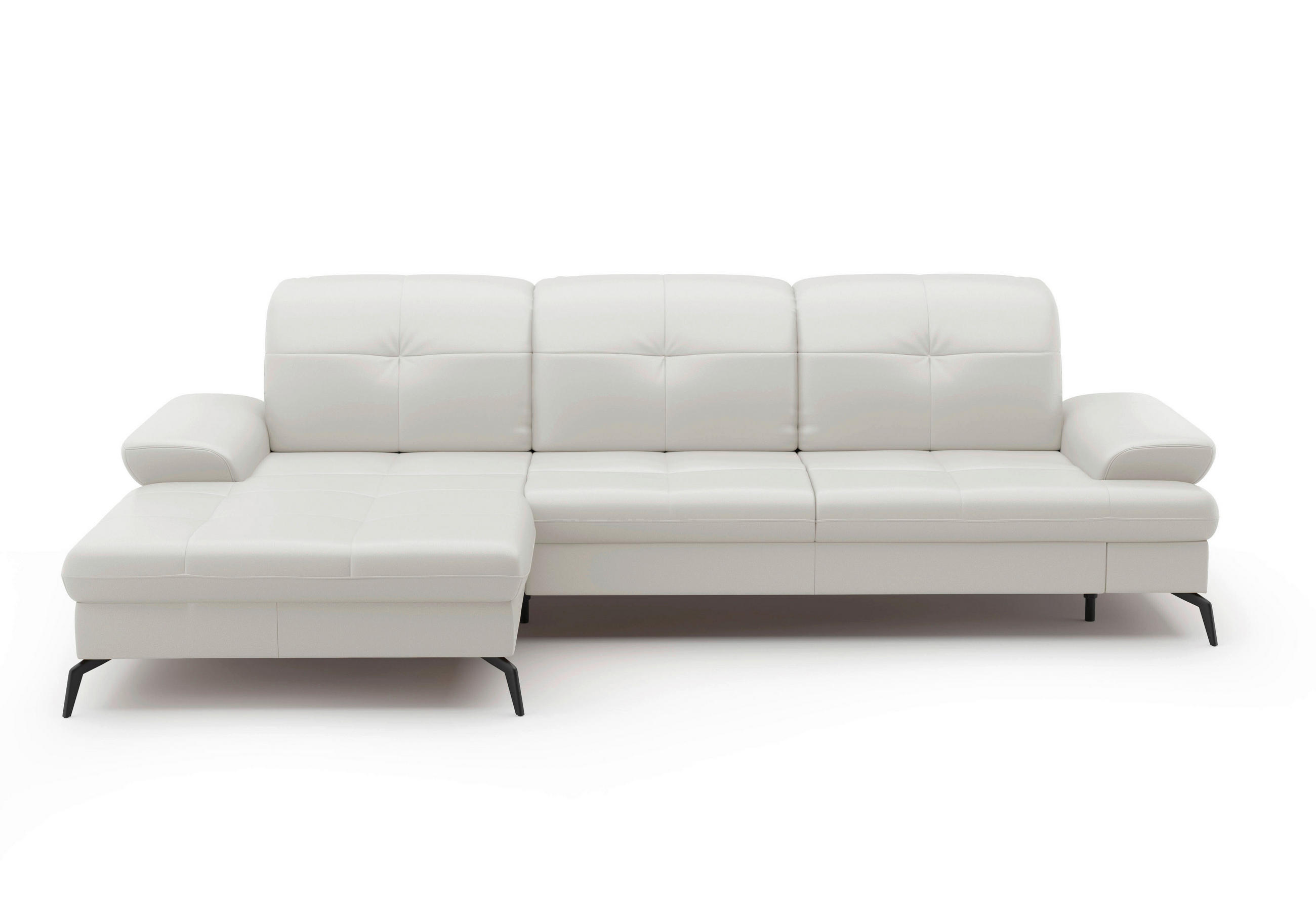 ECKSOFA in Vliesstoff Kombination Echtleder/Stoff Weiss  - Weiss/Schwarz, Konventionell, Leder/Textil (185/279cm) - Sit & More