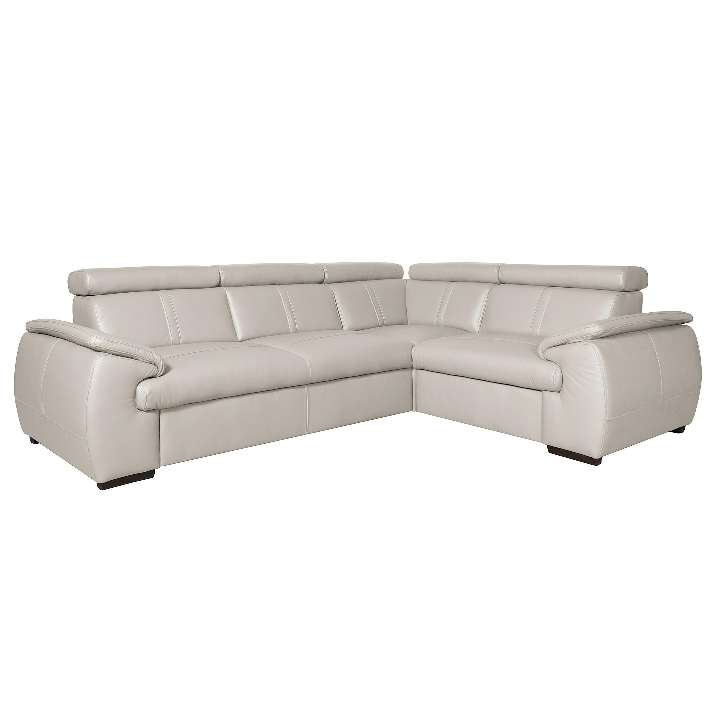 ECKSOFA Echtleder Platinfarben  - Platinfarben/Wengefarben, Design, Leder/Holz (265/193cm) - Livetastic