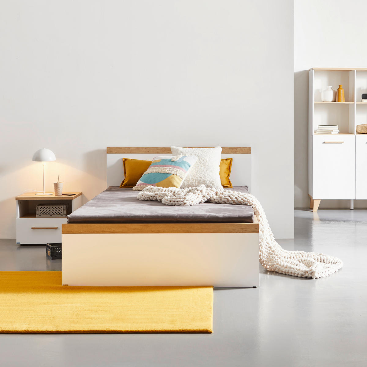 BETT Oscar 120/200 cm Weiß, Eichefarben  - Eichefarben/Weiß, KONVENTIONELL (120/200cm) - Paidi