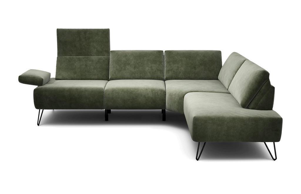 Freisteller von SENSOO ECKSOFA Cosy Waldgrün Samt.