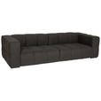 BIGSOFA  in Flachgewebe, Leinenoptik Dunkelbraun  - Dunkelbraun/Schwarz, Design, Textil/Metall (262/66/113cm) - Belluti