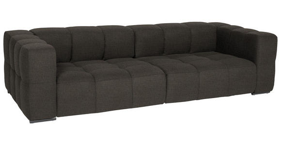BIGSOFA  in Flachgewebe, Leinenoptik Dunkelbraun  - Dunkelbraun/Schwarz, Design, Textil/Metall (262/66/113cm) - Belluti