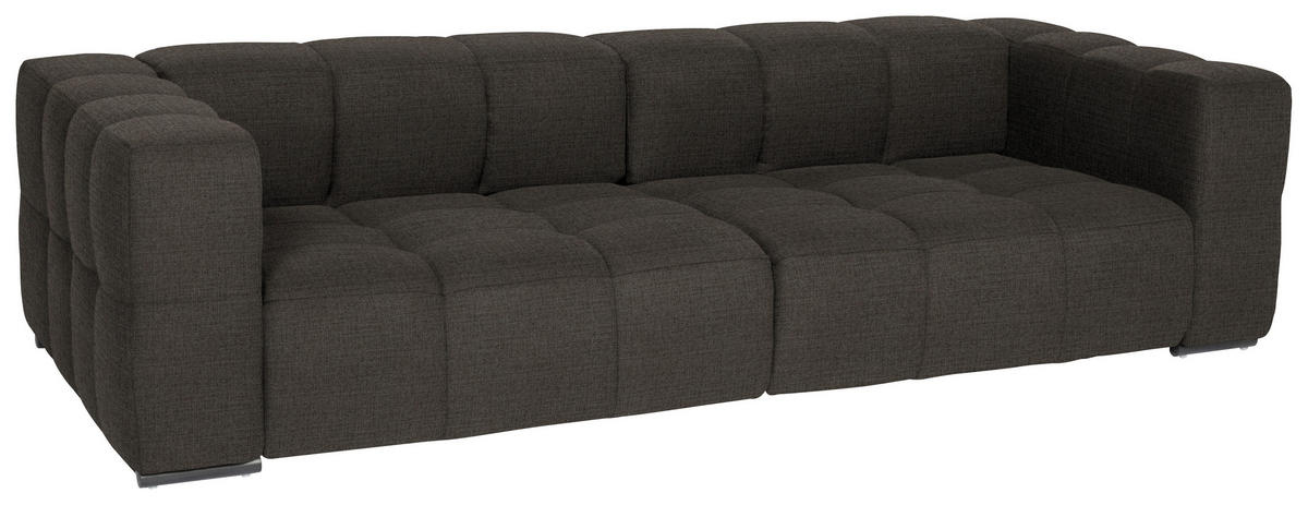 BIGSOFA  in Flachgewebe, Leinenoptik Dunkelbraun  - Dunkelbraun/Schwarz, Design, Textil/Metall (262/66/113cm) - Belluti