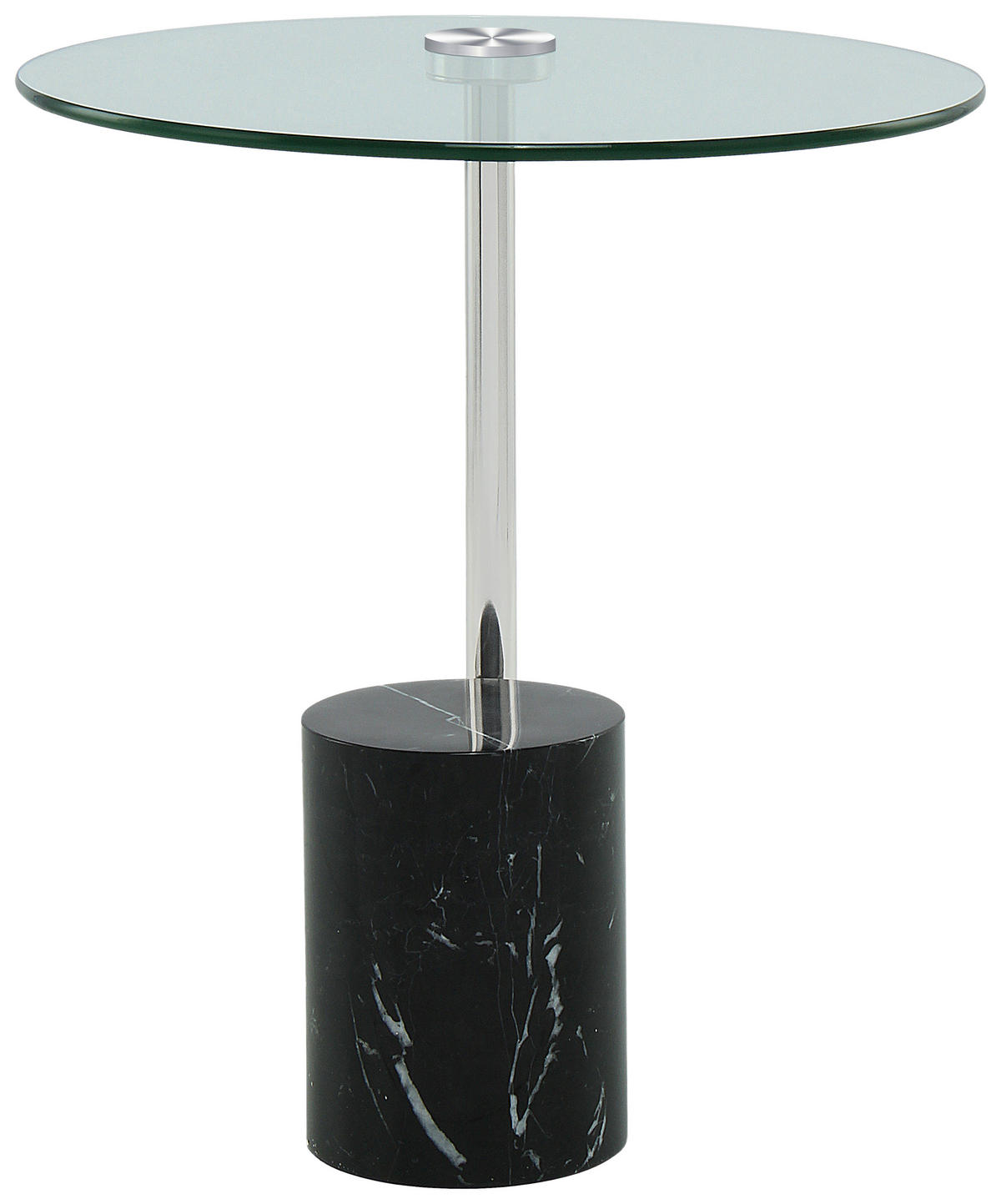 BEISTELLTISCH in Metall, Glas, Stein 44/44/50 cm  - Silberfarben/Schwarz, Design, Glas/Stein (44/44/50cm) - Kayoom