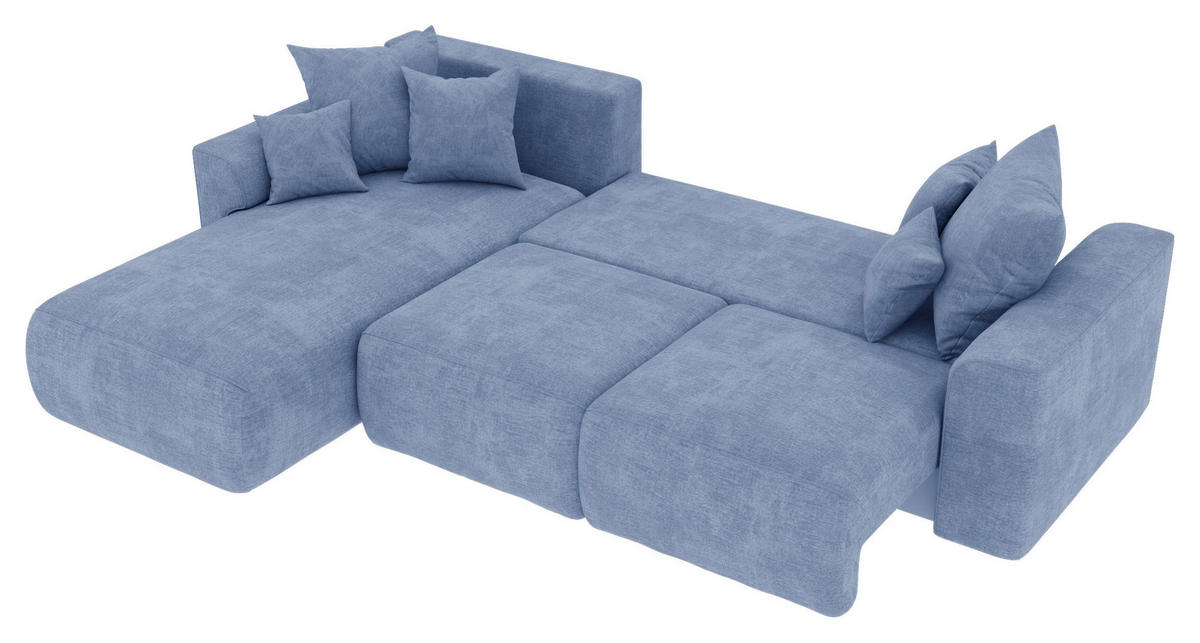 ECKSOFA Hellblau Samt  - Chromfarben/Hellblau, KONVENTIONELL, Kunststoff/Textil (195/293cm) - Carryhome