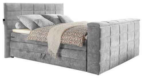 BOXSPRING-ÁGY 180/200 cm  ezüst  - ezüst, Konventionell, textil (180/200cm) - Carryhome