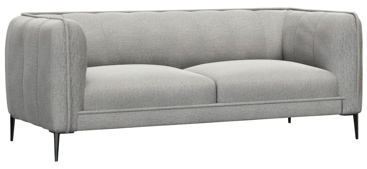 2,5-SITZER Chenille, Webstoff, Flachgewebe Grau  - Schwarz/Grau, Design, Holz/Textil (179/75/91cm) - Livetastic