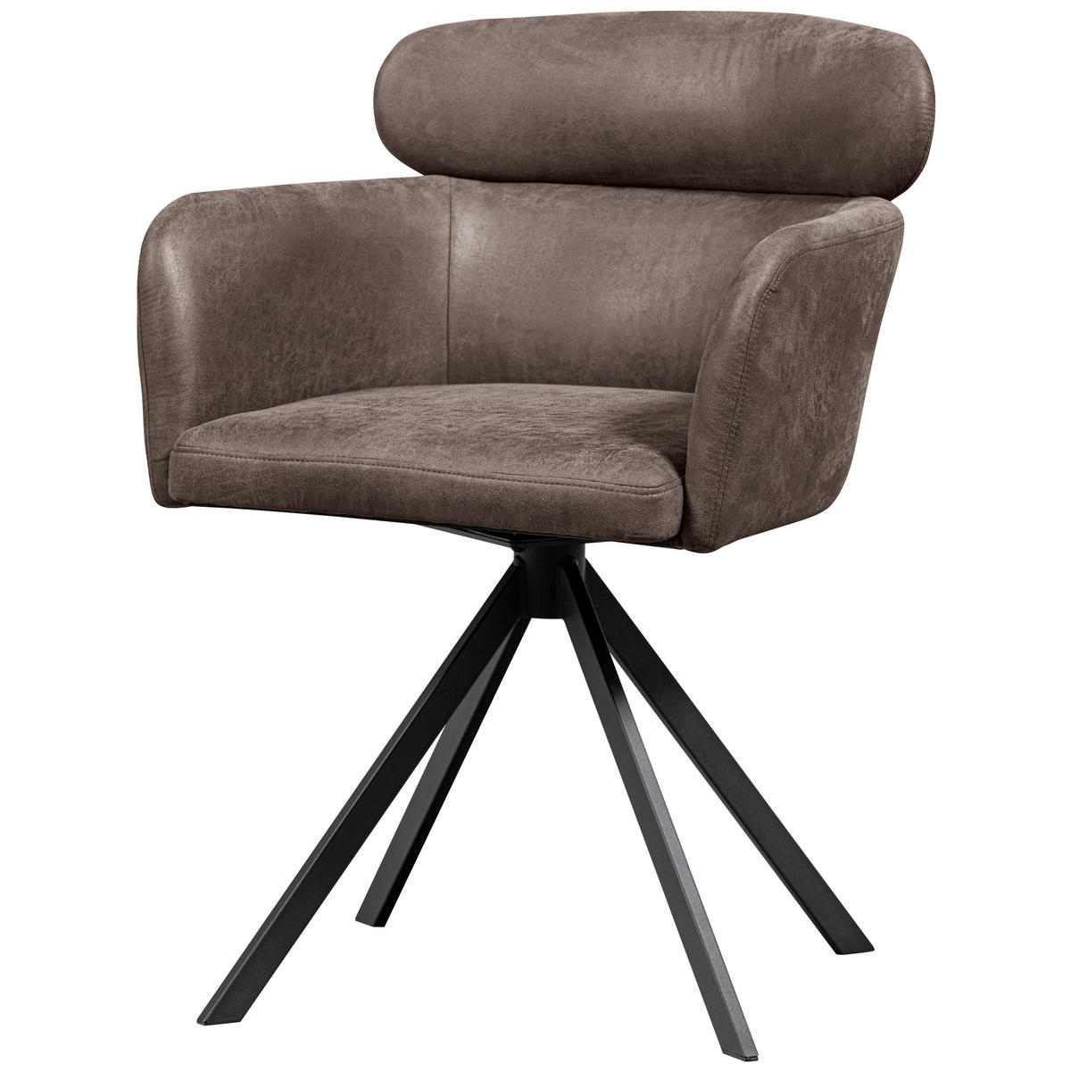 ARMLEHNSTUHL-SET 2 Stück  in Eisen Lederlook  - Schwarz/Grau, MODERN, Textil/Metall (58/80/60cm) - Livetastic