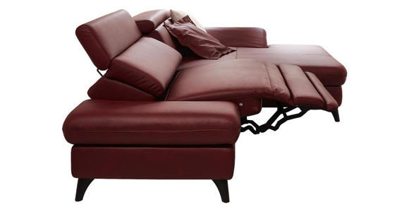 WOHNLANDSCHAFT in Leder Rot - Rot/Alufarben, Design, Leder/Metall (316/184cm) - Cantus