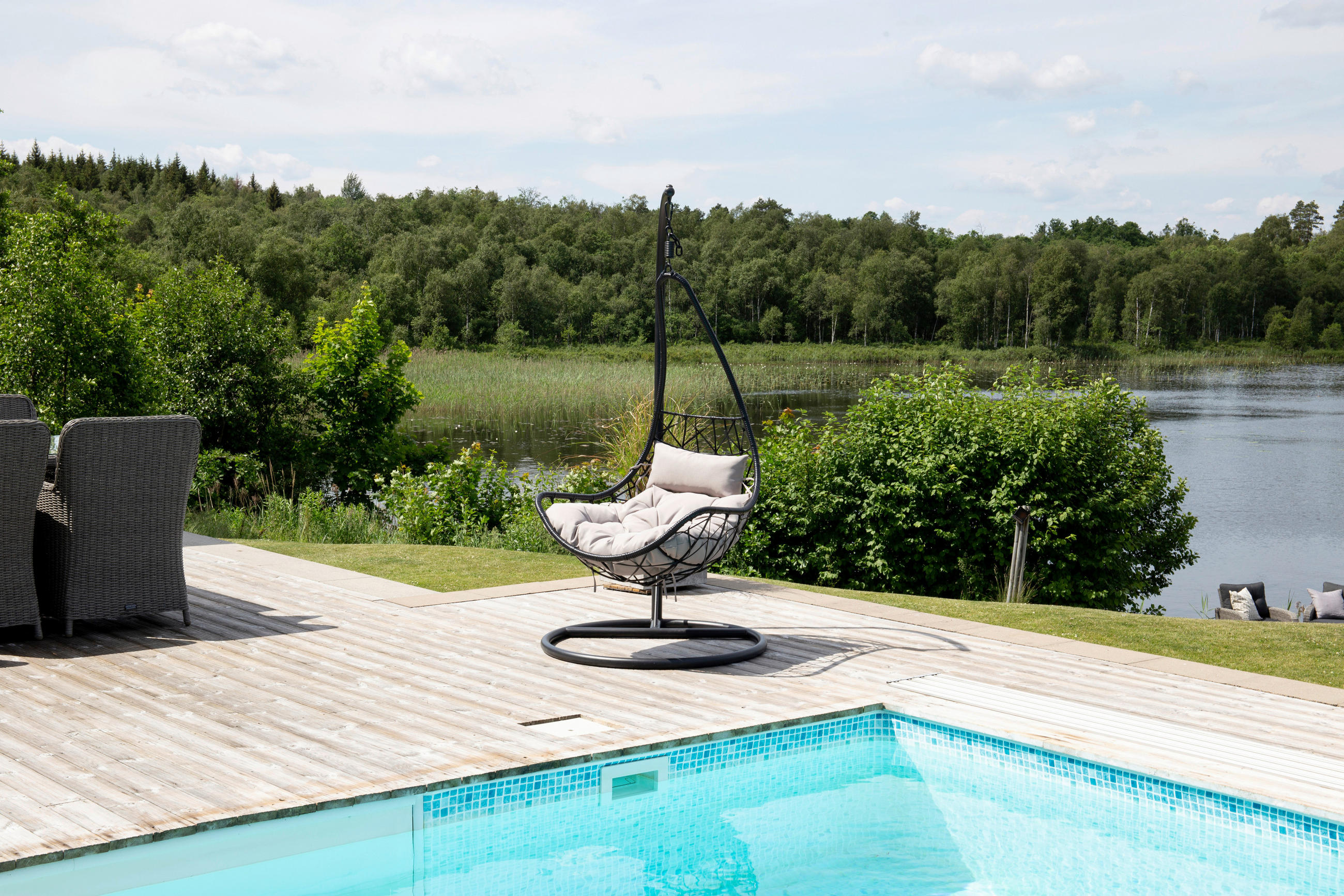HÄNGESESSEL 95/196/95 cm  - Schwarz/Grau, KONVENTIONELL, Kunststoff/Textil (95/196/95cm) - Gardenson