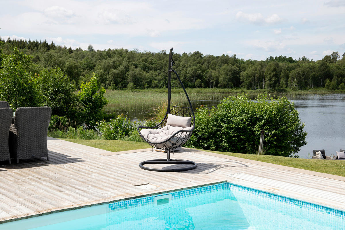 HÄNGESESSEL 95/196/95 cm  - Schwarz/Grau, KONVENTIONELL, Kunststoff/Textil (95/196/95cm) - Gardenson