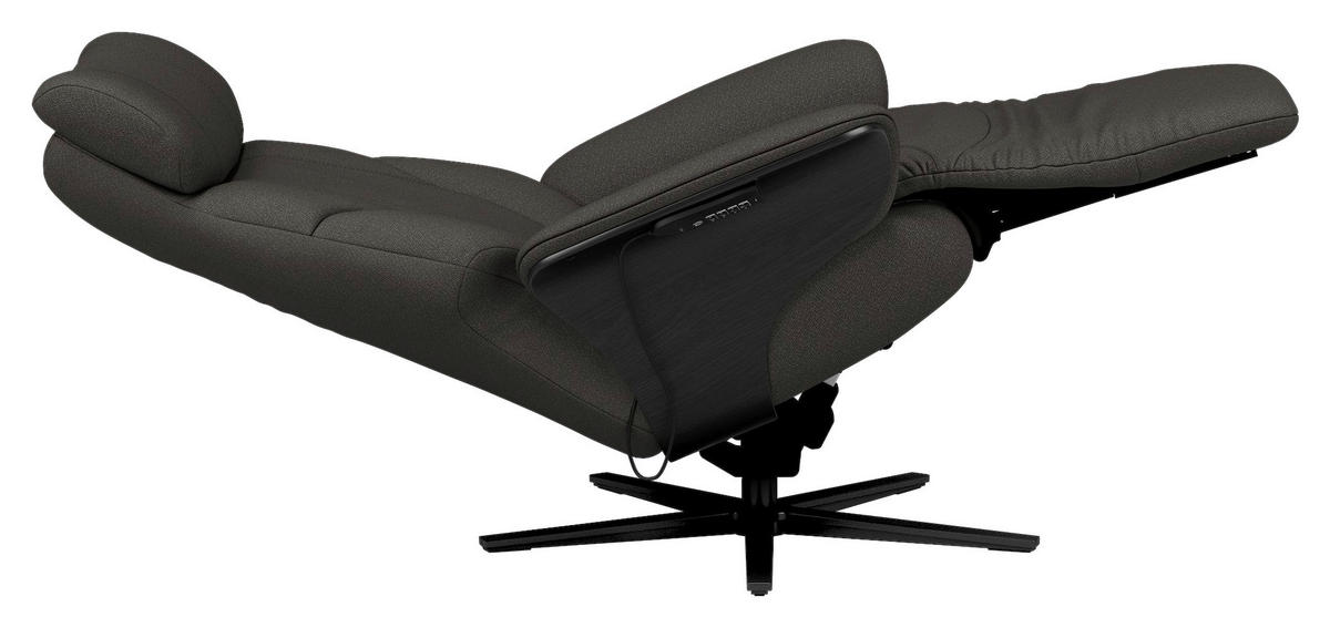 RELAXSESSEL Flachgewebe Relaxfunktion, Kopfteilverstellung, Fußteilverstellung, Rücken echt    - Dunkelgrau/Schwarz, Design, Holz/Textil (86/116/87cm) - Stressless