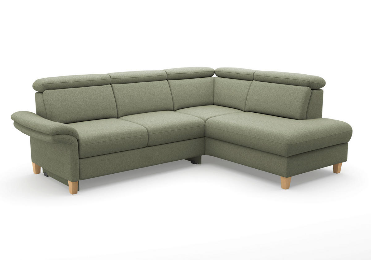 ECKSOFA Flachgewebe Olivgrün  - Eichefarben/Olivgrün, Konventionell, Holz/Textil (247/193cm) - Sit & More