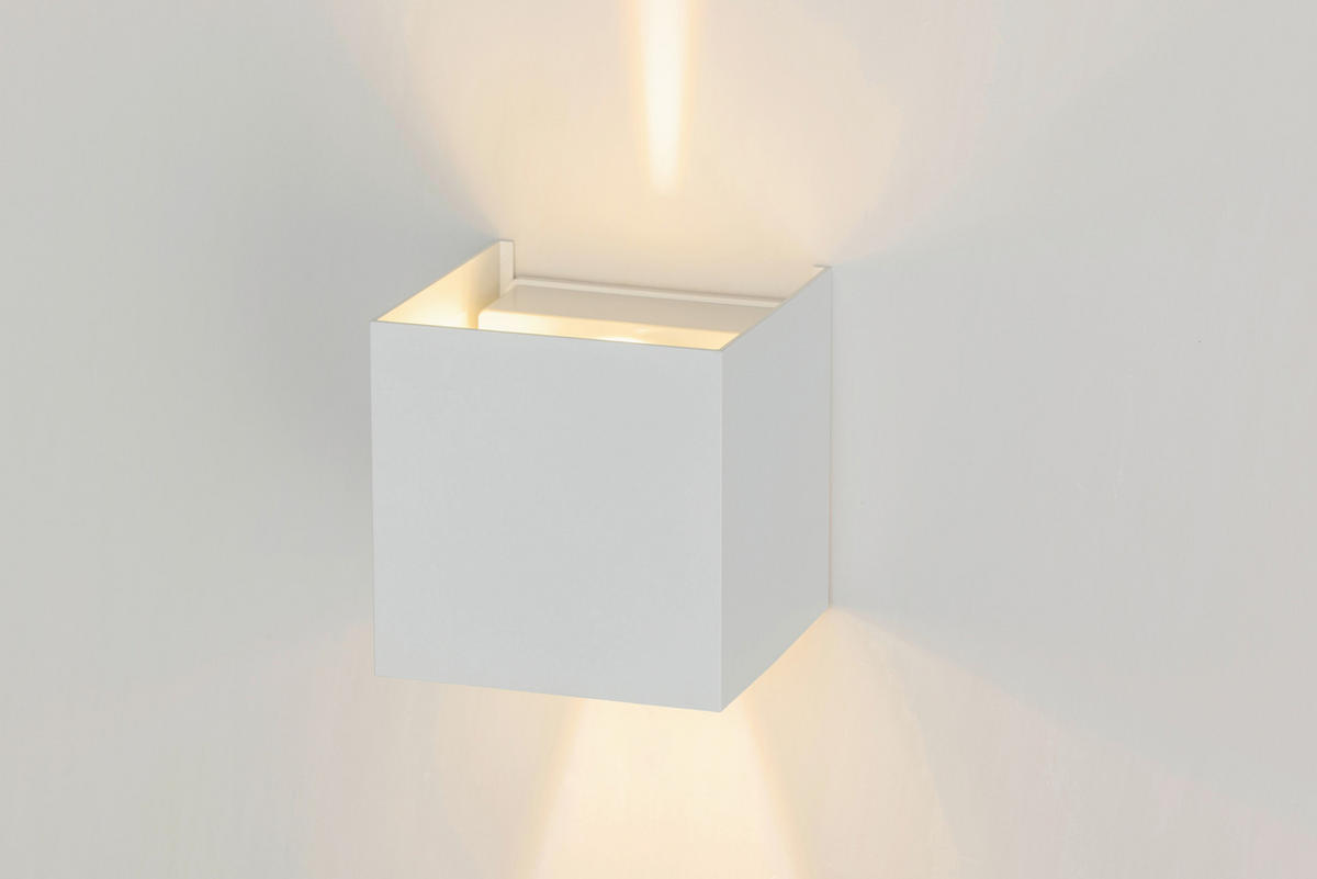 LED-WANDLEUCHTE 10/10/10 cm   - Weiß, Basics, Kunststoff/Metall (10/10/10cm) - Novel