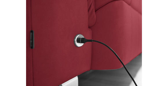 ECKSOFA in Echtleder Rot 233/309 cm - Edelstahlfarben/Rot, Design, Leder/Metall (233/309cm) - Dieter Knoll