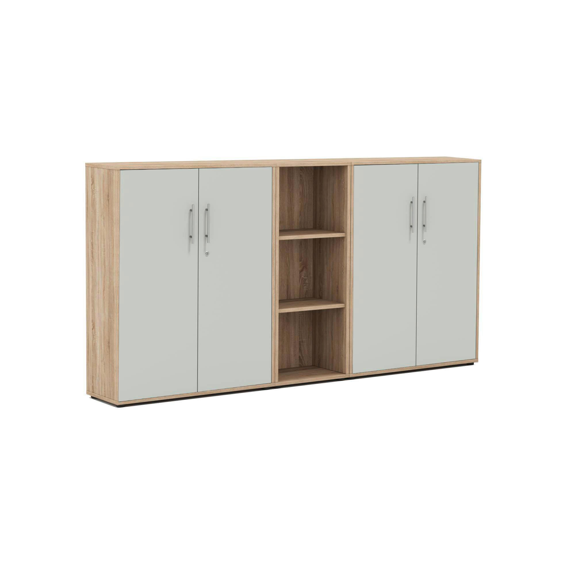 AKTENSCHRANK Sonoma Eiche, Hellgrau  - Hellgrau/Sonoma Eiche, MODERN, Holzwerkstoff (212,9/113,6/33cm) - MID.YOU