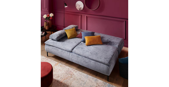 BOXSPRINGSOFA Webstoff Blau - Blau/Schwarz, Design, Textil/Metall (202/93/100cm) - Novel