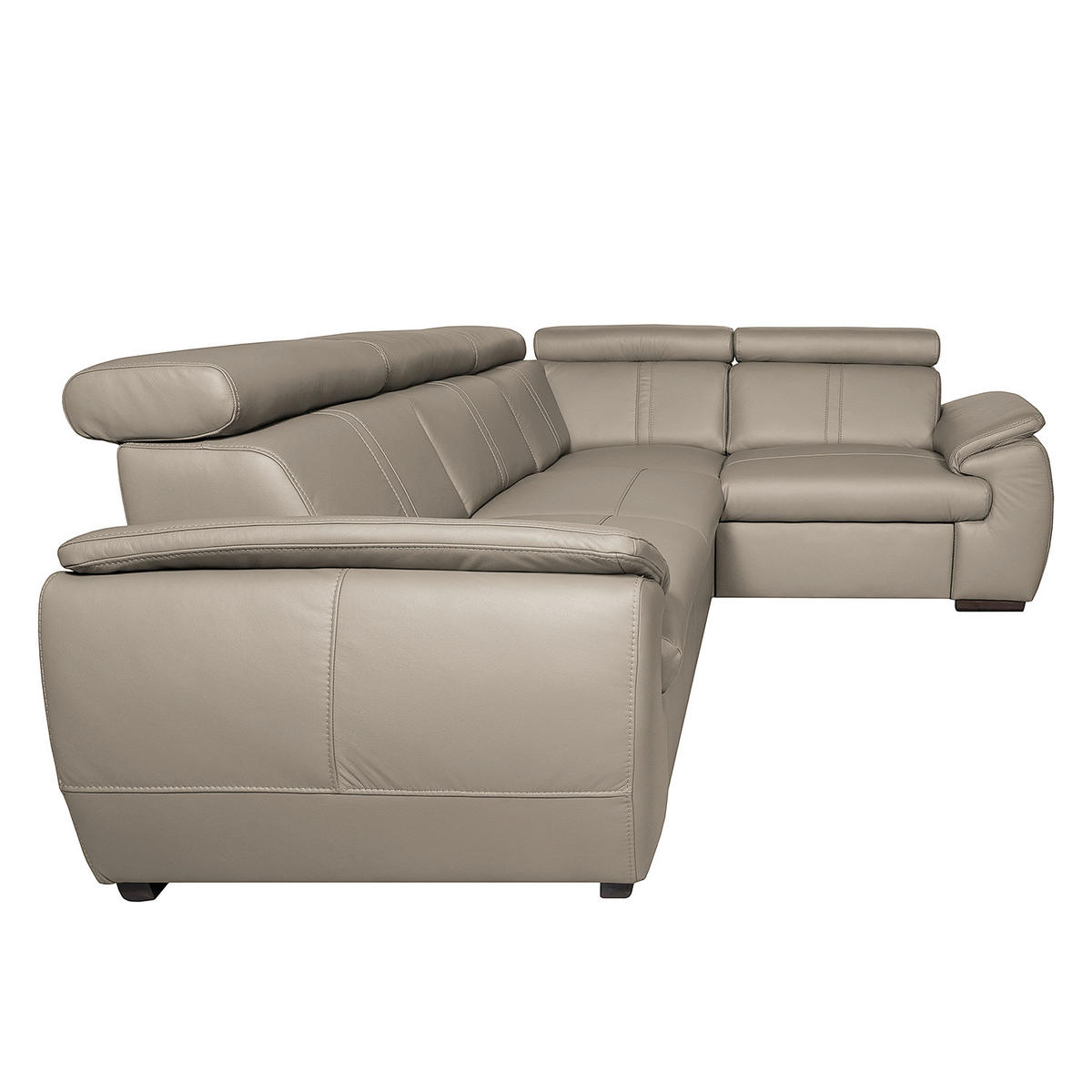 ECKSOFA  in Echtleder Hellgrau  265/193 cm  - Wengefarben/Hellgrau, Design, Leder/Holz (265/193cm) - Livetastic