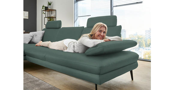 ECKSOFA in Echtleder Opal 180/310 cm - Opal/Schwarz, Design, Leder/Metall (180/310cm) - Dieter Knoll