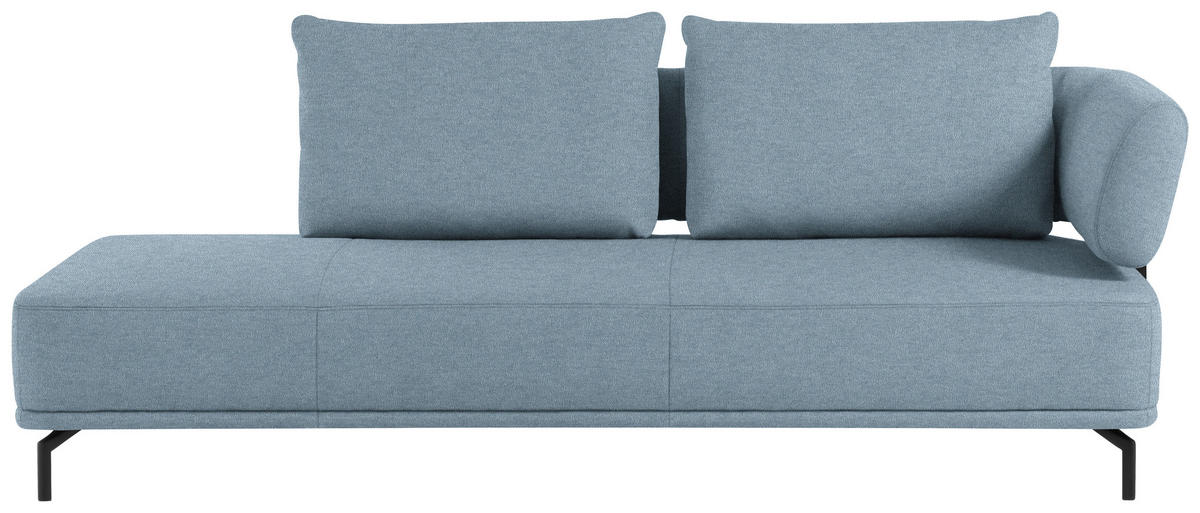 RÉCAMIERE Hellgrau, Hellblau Flachgewebe  - Hellgrau/Schwarz, Design, Textil/Metall (227/89/101cm) - Dieter Knoll