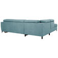 ECKSOFA Petrol Velours Bettkasten, Schlaffunktion, Rücken echt, Kopfteilverstellung, Liegefläche im Originalstoff  - Petrol/Schwarz, KONVENTIONELL, Textil/Metall (217/255cm) - Carryhome