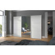 SCHWEBETÜRENSCHRANK  in Weiß  - Edelstahlfarben/Weiß, Design, Glas/Holzwerkstoff (303/215/65cm) - Carryhome