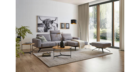 ECKSOFA Grau Struktur  - Schwarz/Grau, Design, Textil/Metall (262/157cm) - Novel