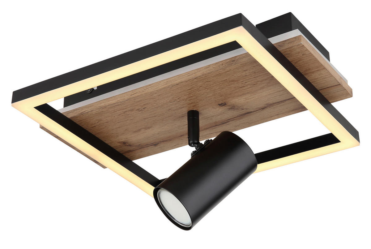 LED SVJETILJKA STROPNA KASSU  - bijela/tamno smeđa, Basics, drvni materijal/metal (32/27/15cm)