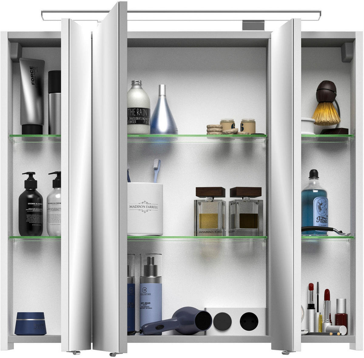 BADEZIMMER 3-teilig  in 84 cm  - Chromfarben/Weiß Hochglanz, MODERN, Glas/Keramik (84cm) - Sadena