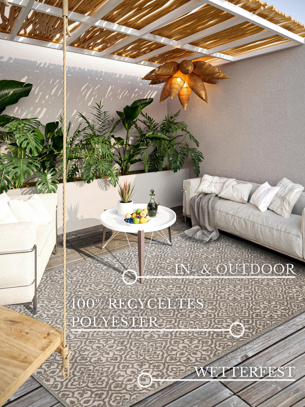 OUTDOORTEPPICH 200/290 cm Kollektion 1883 Beige, Cappuccino  - Beige/Cappuccino, Design, Kunststoff/Textil (200/290cm) - Villeroy & Boch