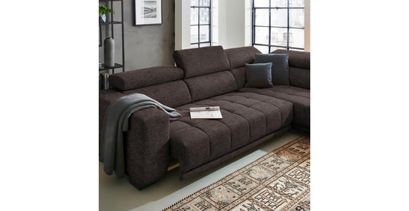 ECKSOFA  in Mikrofaser Braun  301/207 cm  - Schwarz/Braun, Design, Textil/Metall (301/207cm) - Xora