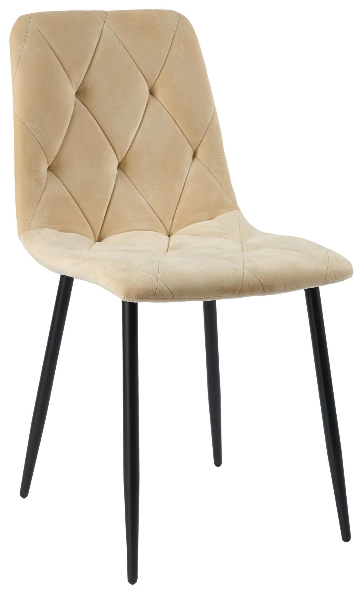 STUHL-SET 4 Stück  in Eisen Samt  - Beige/Schwarz, Design, Textil/Metall (44/86,5/56cm) - Boxxx