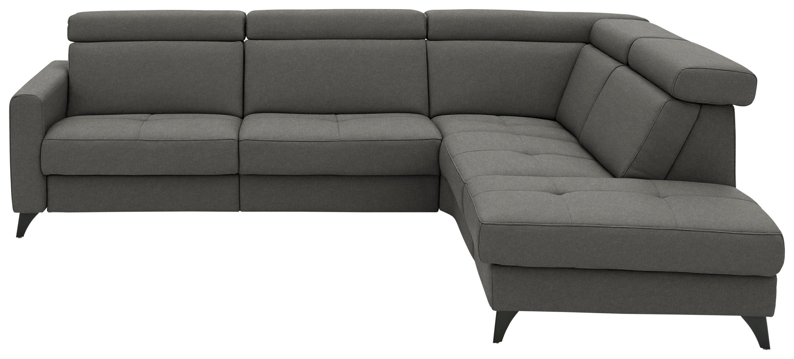 ECKSOFA Flachgewebe Anthrazit  - Anthrazit/Schwarz, Konventionell, Textil/Metall (276/214cm) - Beldomo System