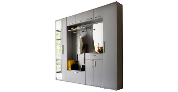 GARDEROBE 8-teilig in 242/233/36 cm - Grau, Design, Glas/Holzwerkstoff (242/233/36cm) - Moderano