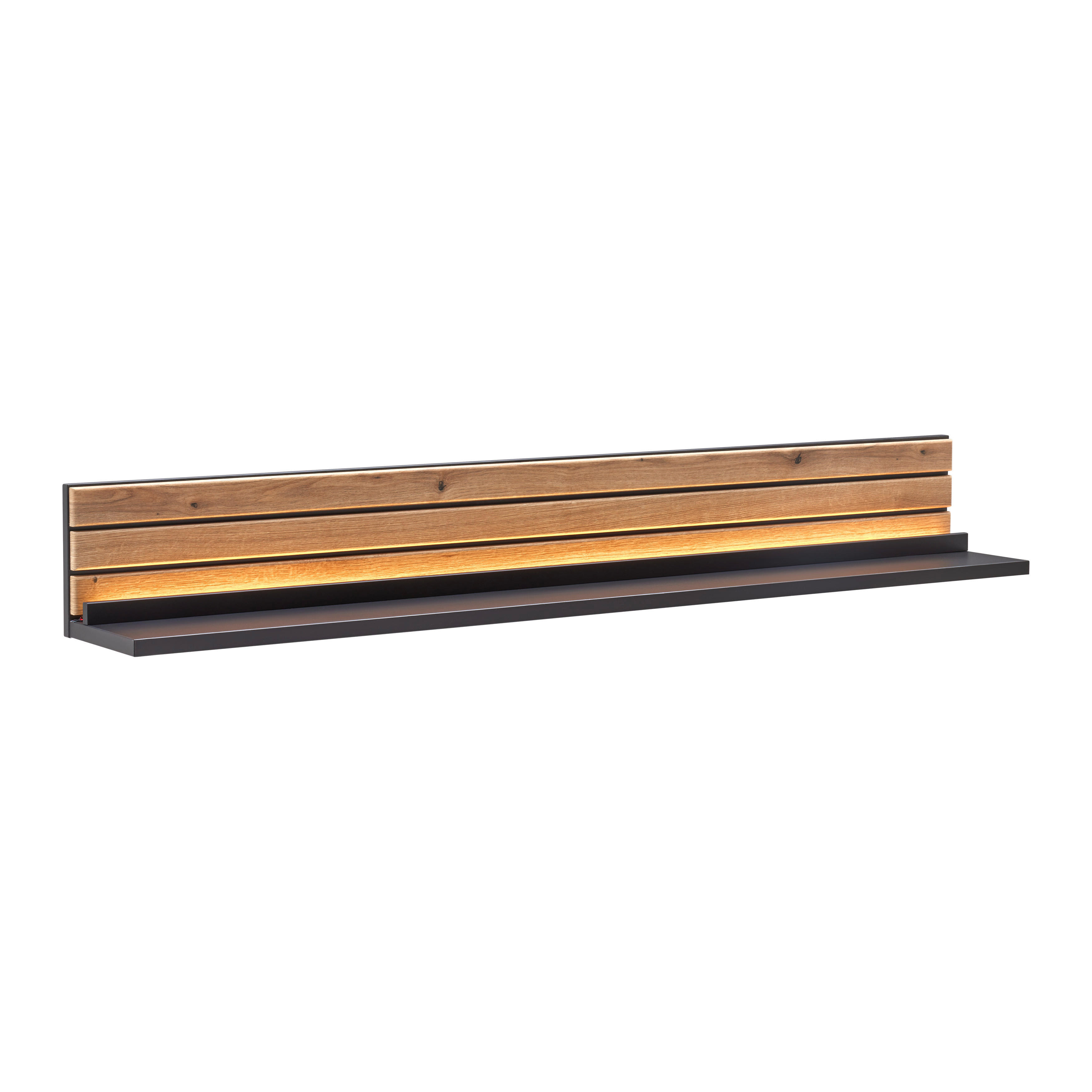 Wandboard Carreto in 150/20/20 cm negru, culoare lemn stejar