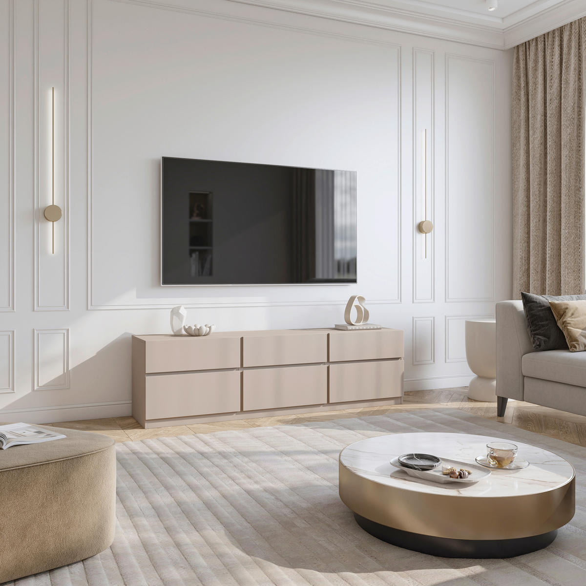 LOWBOARD  in 179,9/52,3/40 cm  - Taupe, Design, Holzwerkstoff (179,9/52,3/40cm) - MID.YOU