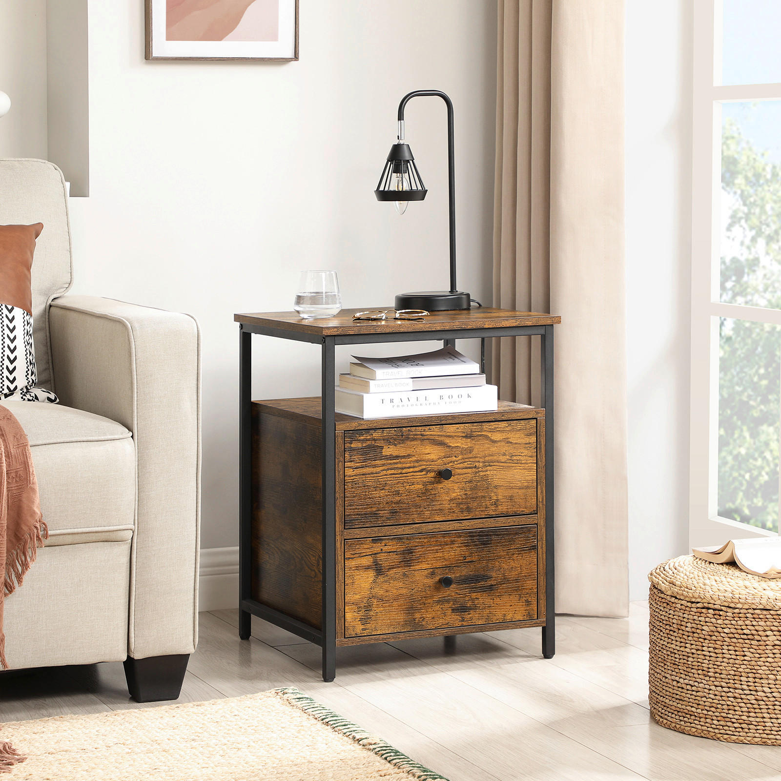 NACHTTISCH 45/60/45 cm  - Schwarz/Braun, Trend, Holzwerkstoff (45/60/45cm) - Boxxx