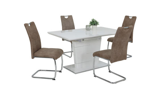 SCHWINGSTUHL in Mikrofaser - Chromfarben/Beige, KONVENTIONELL, Textil/Metall (43/98/59cm) - Carryhome