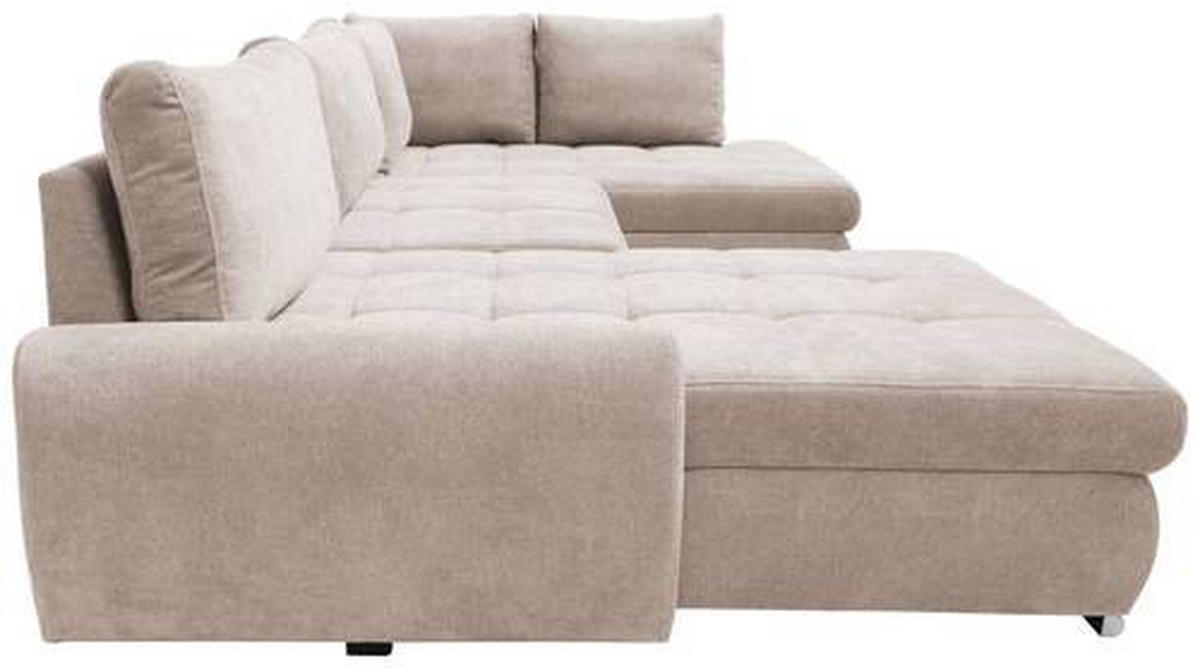 ECKSOFA in Velours Beige  - Chromfarben/Beige, Design, Kunststoff/Textil (174/322/173cm) - Livetastic