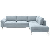 ECKSOFA in Velours Hellblau  281/200 cm  - Chromfarben/Hellblau, Design, Textil/Metall (281/200cm) - Hom`in