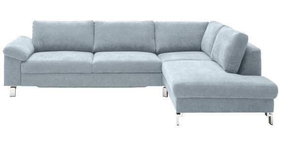 ECKSOFA in Velours Hellblau  - Chromfarben/Hellblau, Design, Textil/Metall (281/200cm) - Hom`in